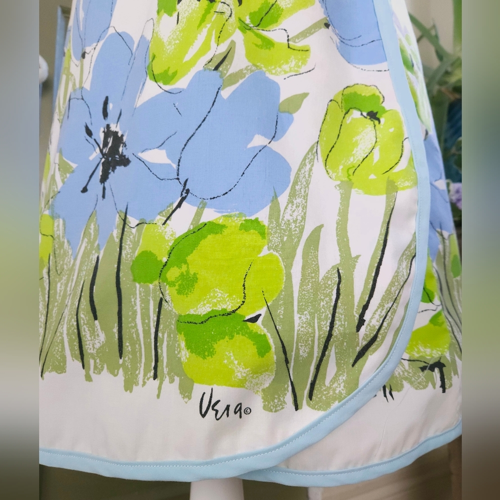 Reversible Wrap Skirt Handmade Vera Neumann Fabric 60s Floral Prints One Size - Picture 6 of 16